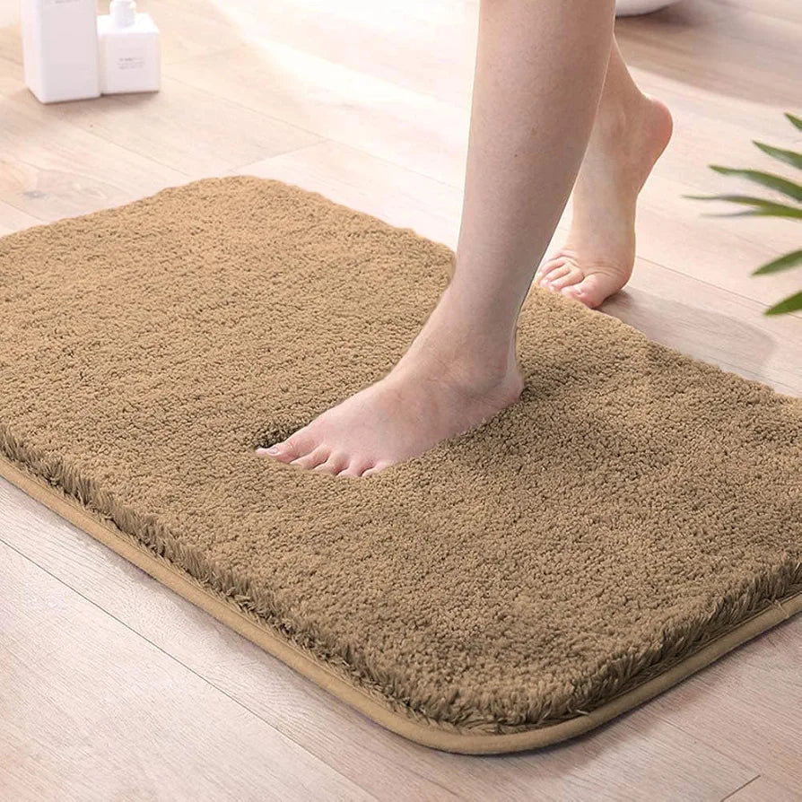 Luxe Home International Microfiber Bath Mat Super Soft Non Slip Vegas Rectangular Mats Colour Gold
