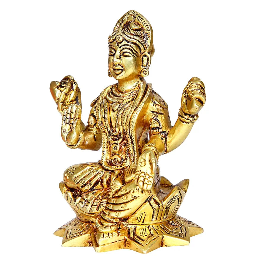 anciently Balambika Idol Brass | Premium Finish Balambigai Statue | Bala Tripura Sundari Idol, 10cm Height, Gold Colour - 