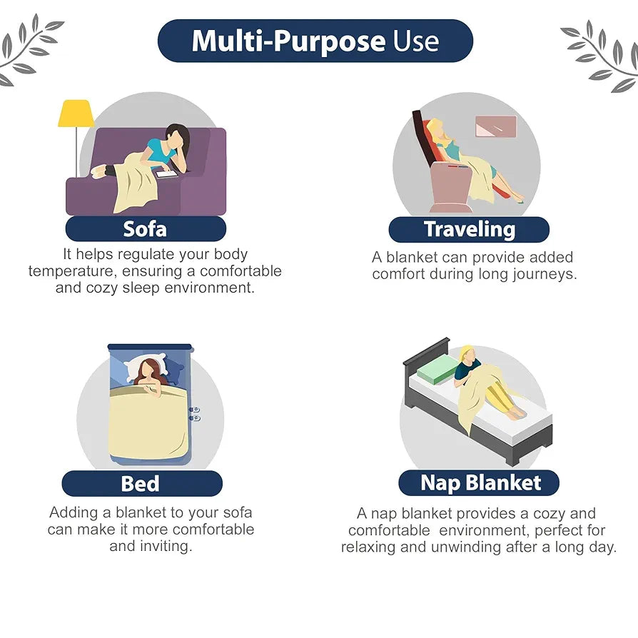 Divine Casa 120 GSM Microfiber Single Kids Dohar Soft & Lightweight Throw Blanket Moroccan Pattern Colour Deep Blue