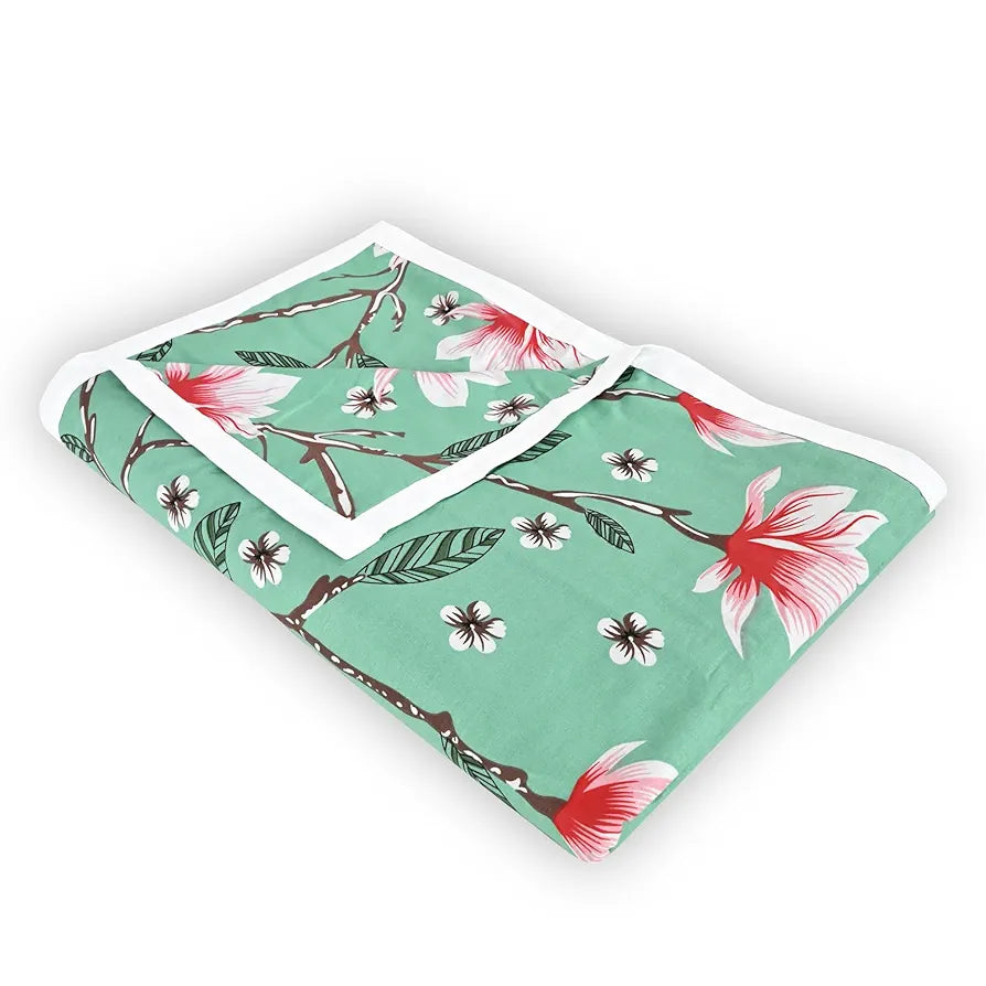 Divine Casa 100% Cotton Single Bed Dohar Lightweight & Ultra-Soft AC Blanket Colour Mint Blossom Haven