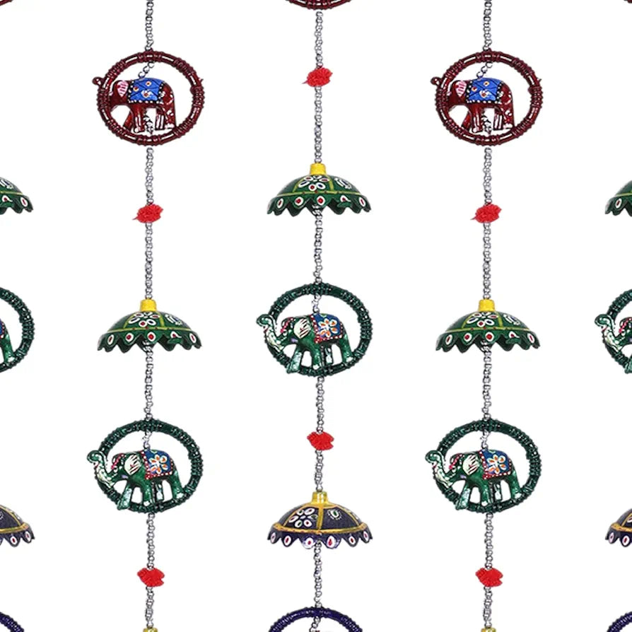Heart Home Umbrella Shape Door Hanging Windchimes Pairs 3 Paper Mache & 3 Elephants