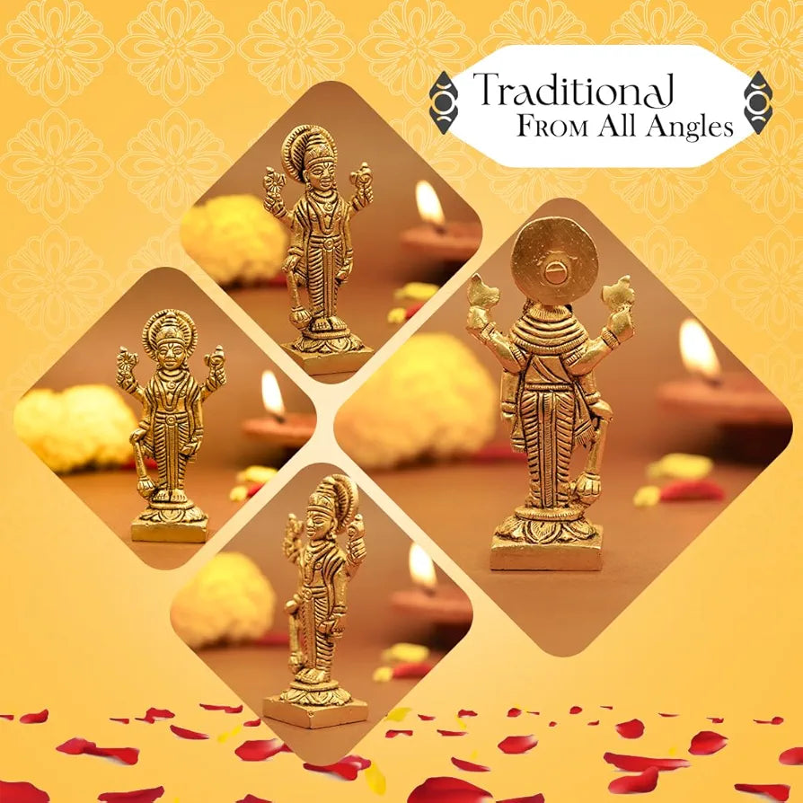 Ekhasa Pure Brass Lord Vishnu Idol Vishnu Bhagwan Murti