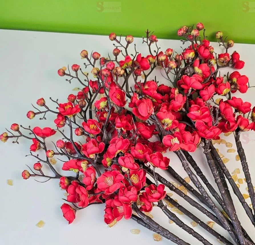 3 Sticks Artificial Blossom Flower Bouquet Sticks Red