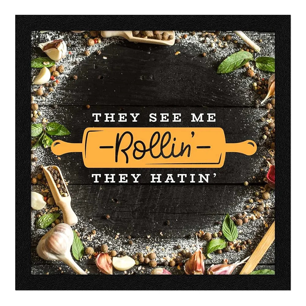 ArtX Kitchen Food Quotes Motivational Funny Wall Art Frames Multicolour Framed Posters Set of 4