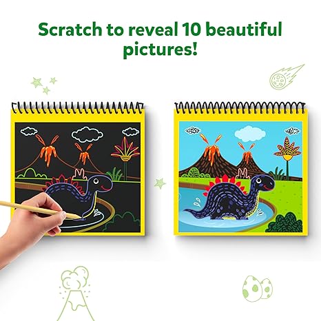 Skillmatics Magical Scratch Art Book for Kids Dinosaurs Craft Kits Activity & Stickers Gifts