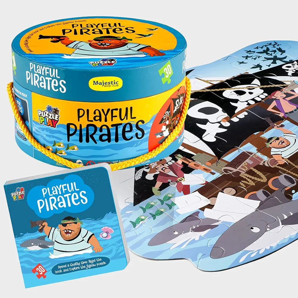 The Book Tree Playful Pirates Puzzle Box for Kids I 30 Jigsaw Puzzle Pieces & 1 Storybook I Fun Toy for Children Age 3+ I for Children by Majestic Book Club
