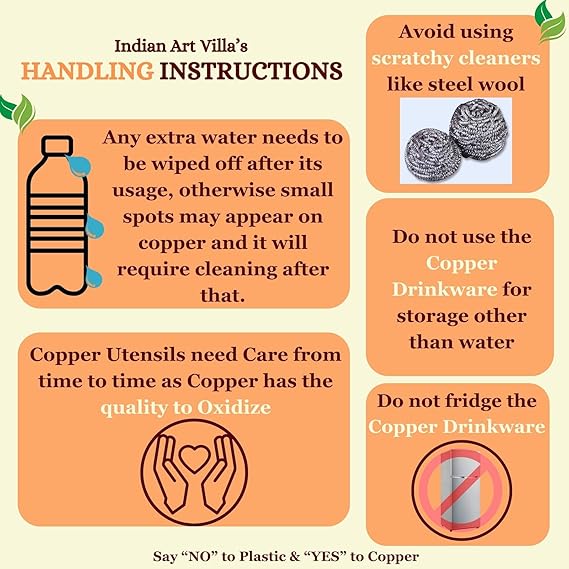 Indian Art Villa Pure Copper Water Bottle Cylinder Design Copper Bottle