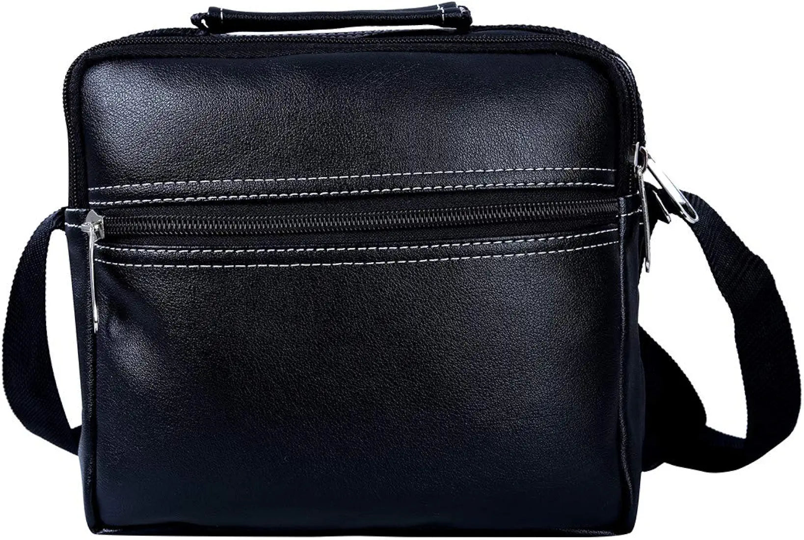 Leather World Sling Bag for Men PU Leather Messenger Cross Body Travel Office One Side Chest Shoulder Bag for Men & Women -Black