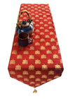 Pink Parrot Vireo- Dopian Silk Jacquard Table Runner Red