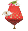 Pink Parrot 1-piece Polyester Dopian Silk Table Runner Colour Red