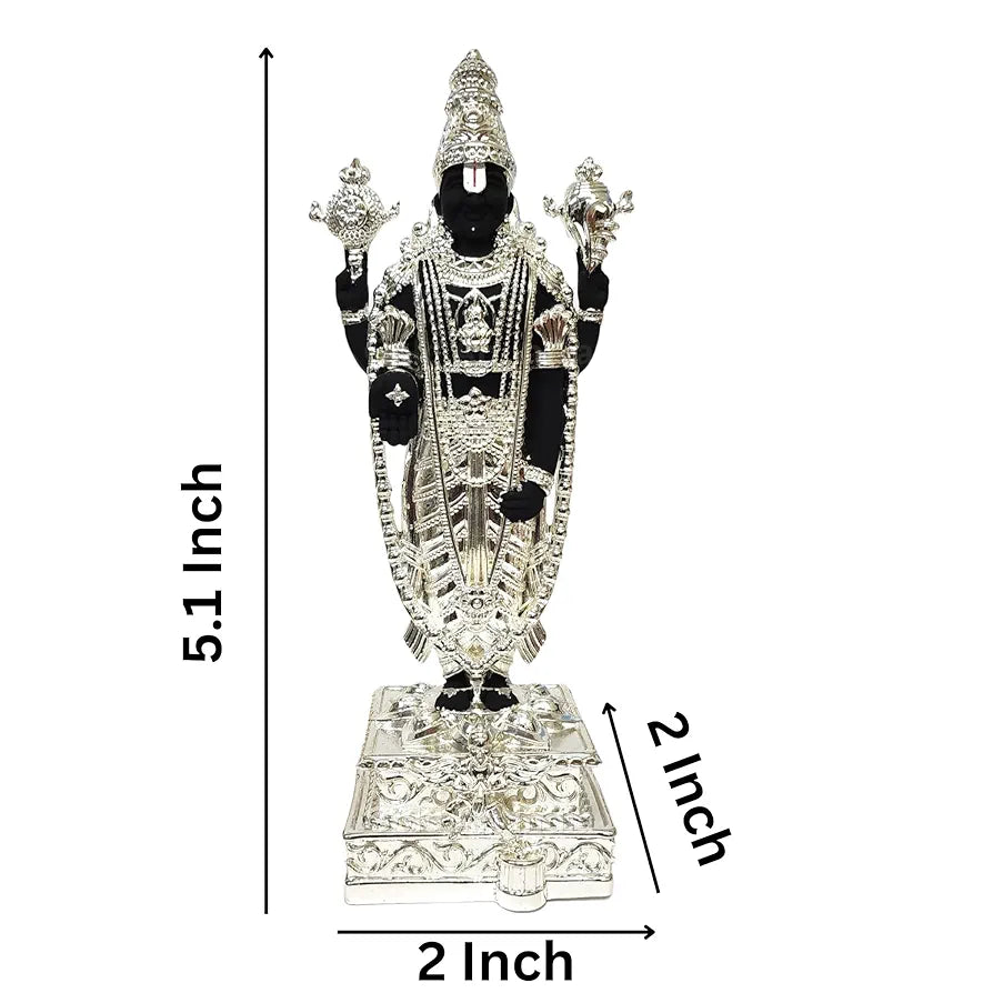 Gold Art India Lord Tirupati Balaji Silver Plated Black Terracotta Idol