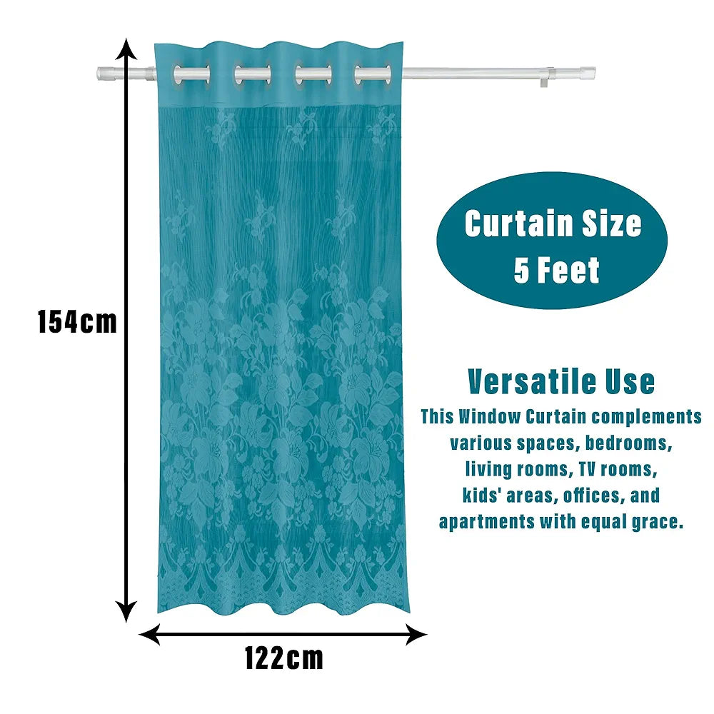 Kuber Industries Darkening Window Curtains Sheer Curtain with 8 Rings SY27 Green