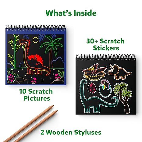 Skillmatics Magical Scratch Art Book for Kids Dinosaurs Craft Kits Activity & Stickers Gifts
