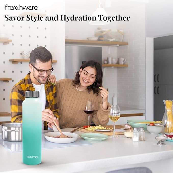 Frenchware Water Bottle 1 Litre, Stainless Steel, Premium SS 304, Green & Pearl | Easy-to-Clean