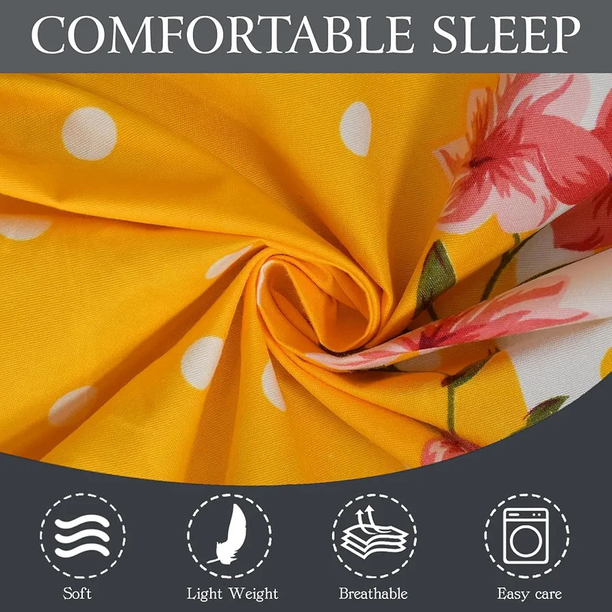 Fresh From Loom Single Bedsheet Single Size with 1 Pillow Covers 144 TC Yellow White