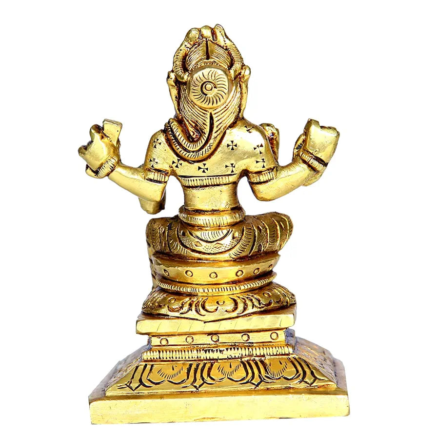 anciently Balambika Idol Brass Small | Premium Finish Balambigai Statue Square Base | Small Bala Tripura Sundari Idol, 9cm Height, Gold Colour
