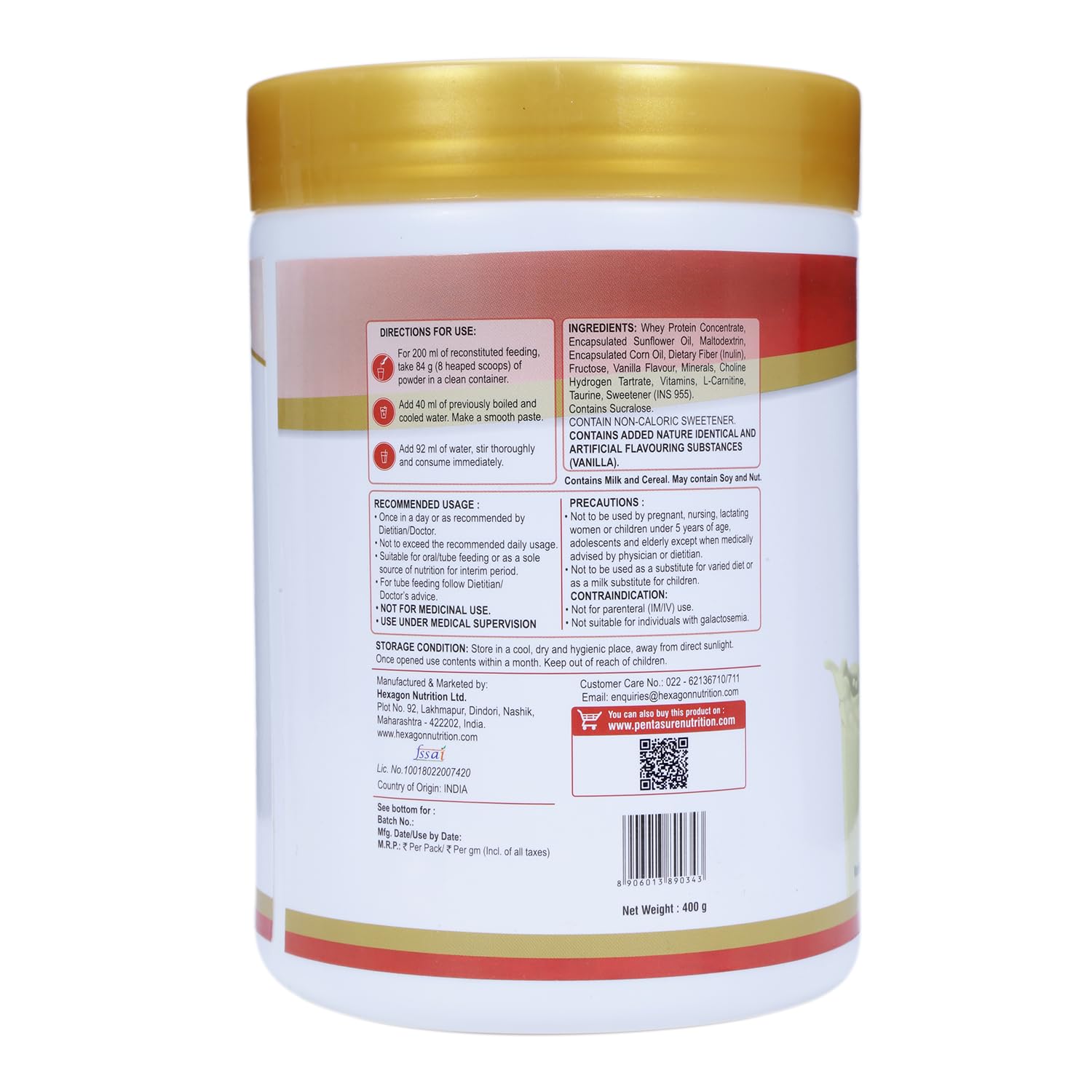 Pentasure Dls Dialysis Care - Vanilla Flavour - 400 gms