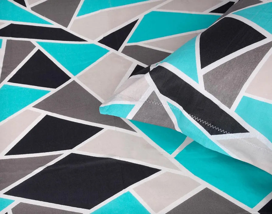 Divine Casa 144 TC 100% Cotton Bedsheet for Single Bed with 1 Pillow Cover Crystal Colour Teal