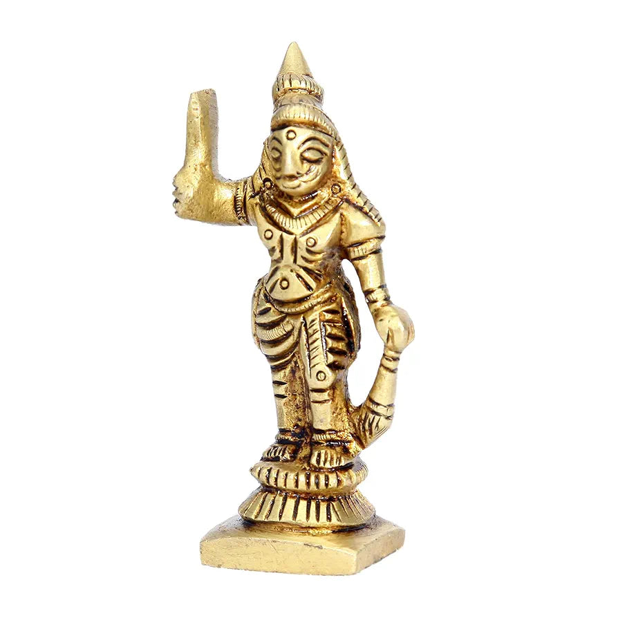 anciently Madurai Veeran Idol Small | Small Madurai Veeran Statue | Small Madurai Veeran Silai Brass, Height 7 CM, Gold Colour, 1 Piece