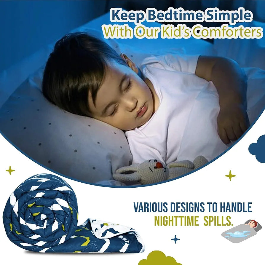 Divine Casa 120 GSM Microfiber Reversible Kids Single Bed Comforter Ultra-Soft Toddler Blanket Colour Blueprint