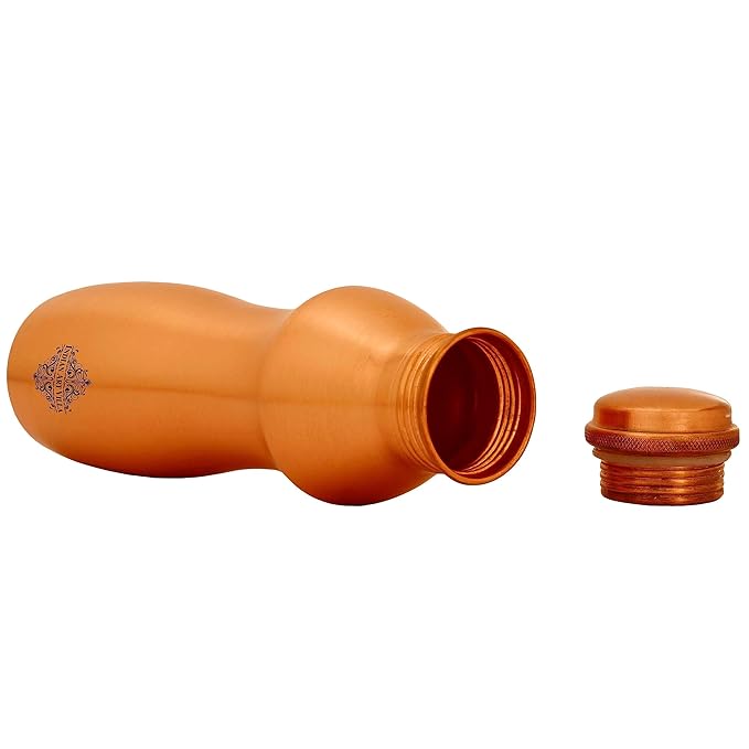 Indian Art Villa Curve Ergonomic Design Lacquer Coated Leak Proof Copper Bottle