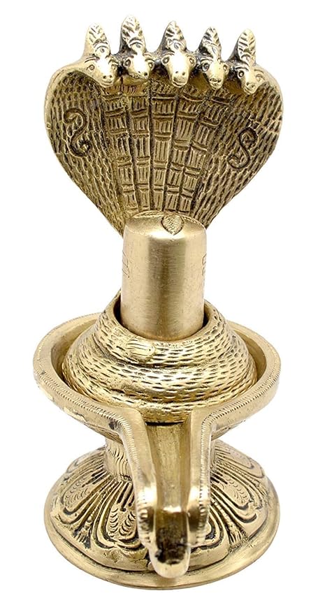 The Advitya Shivling for Home Puja Mandir With Sheshnaag Brass Statue | Shiva Lingam for Shiv Mahadev Sawan Maha Shivratri Pooja