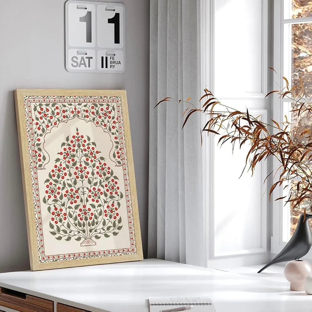 ArtX Paper Madhubani - 04 Floral Paintings with Frame Set of 3