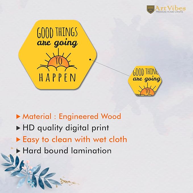 Artvibes Decorative Modern Wooden Wall Hanging Decoration for Home | Quotes Decor Item | Pack of 13 Pieces