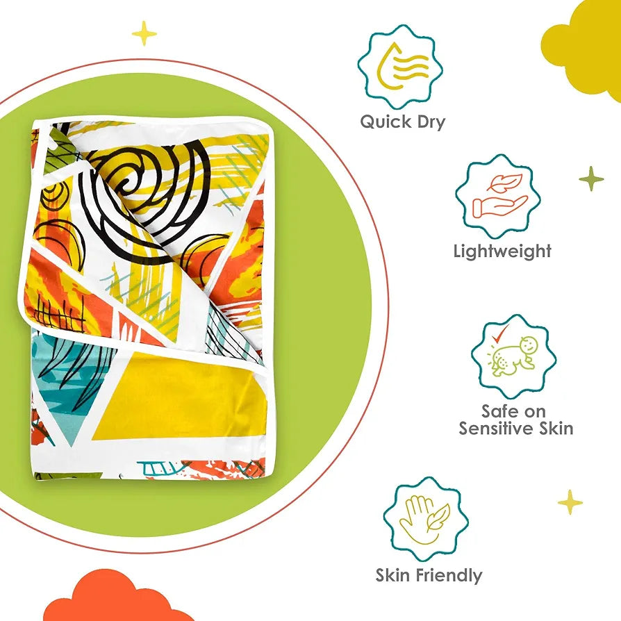 Divine Casa Cotton Geometric Print 120 GSM New Born All Season Ultrasoft Single Baby Blanket for Babies Lime Peach