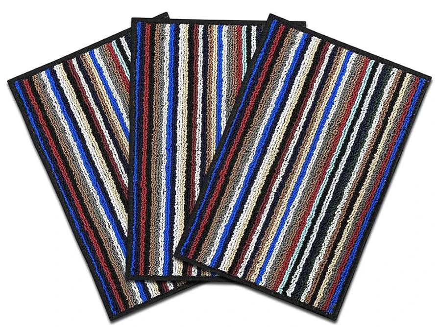 BSB Home Kingstone Soft Microfiber Tufted Antiskid Doormat for Room Office Entrance Set of 3 Multicolour