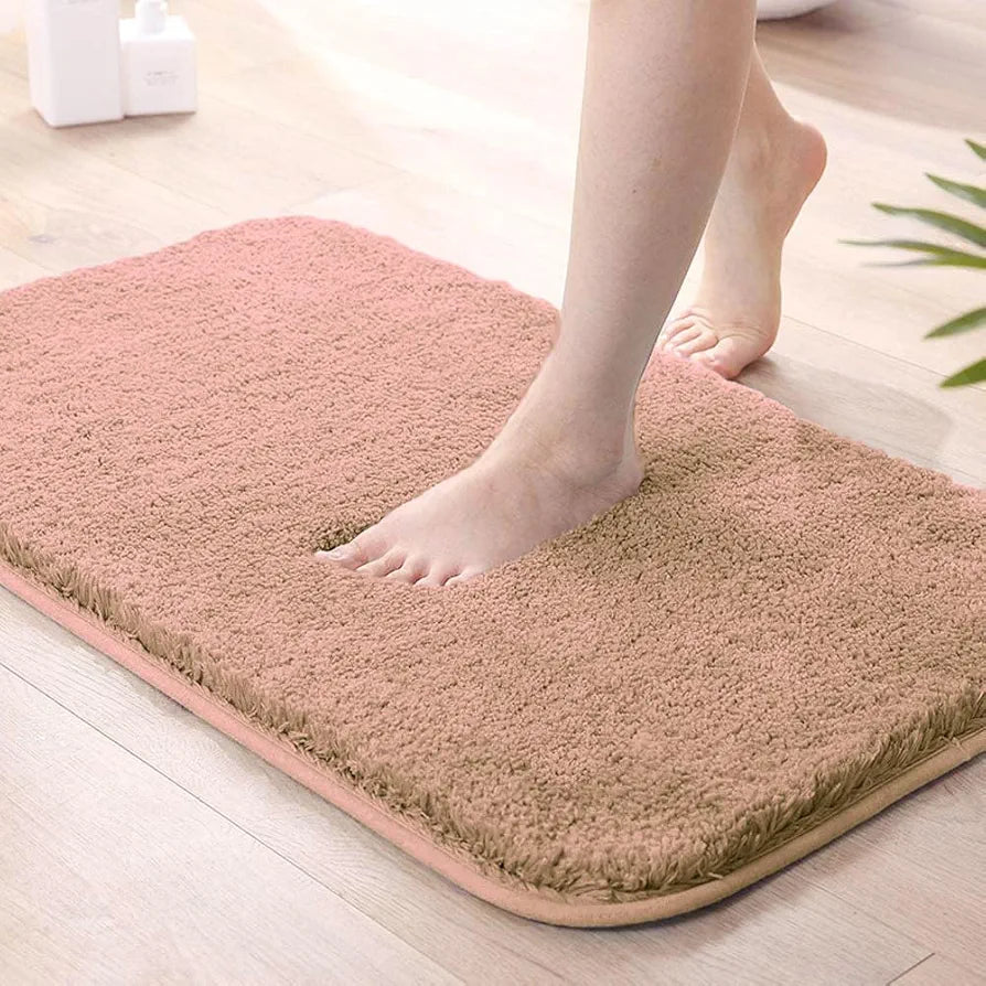 Luxe Home International Microfiber Luxe Home Bath Mat Super Soft Non Slip Vegas Mats Rectangular Colour Peach