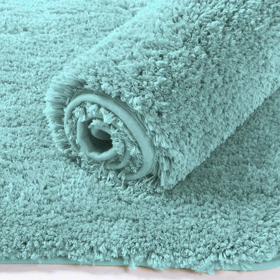 Luxe Home International Microfibre Luxe Home Bath Mat Anti Skid Slip Bathroom Floor Door Rectangular Mats Colour Aqua