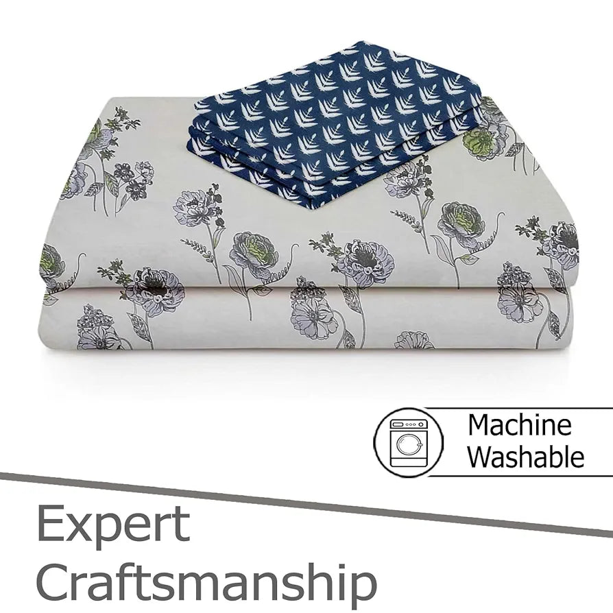 Fresh From Loom Microfiber Soft Cotton Bedsheet for Single Bed 200 TC Single Size Bed Sheet with 1 Pillow Cover White Grey