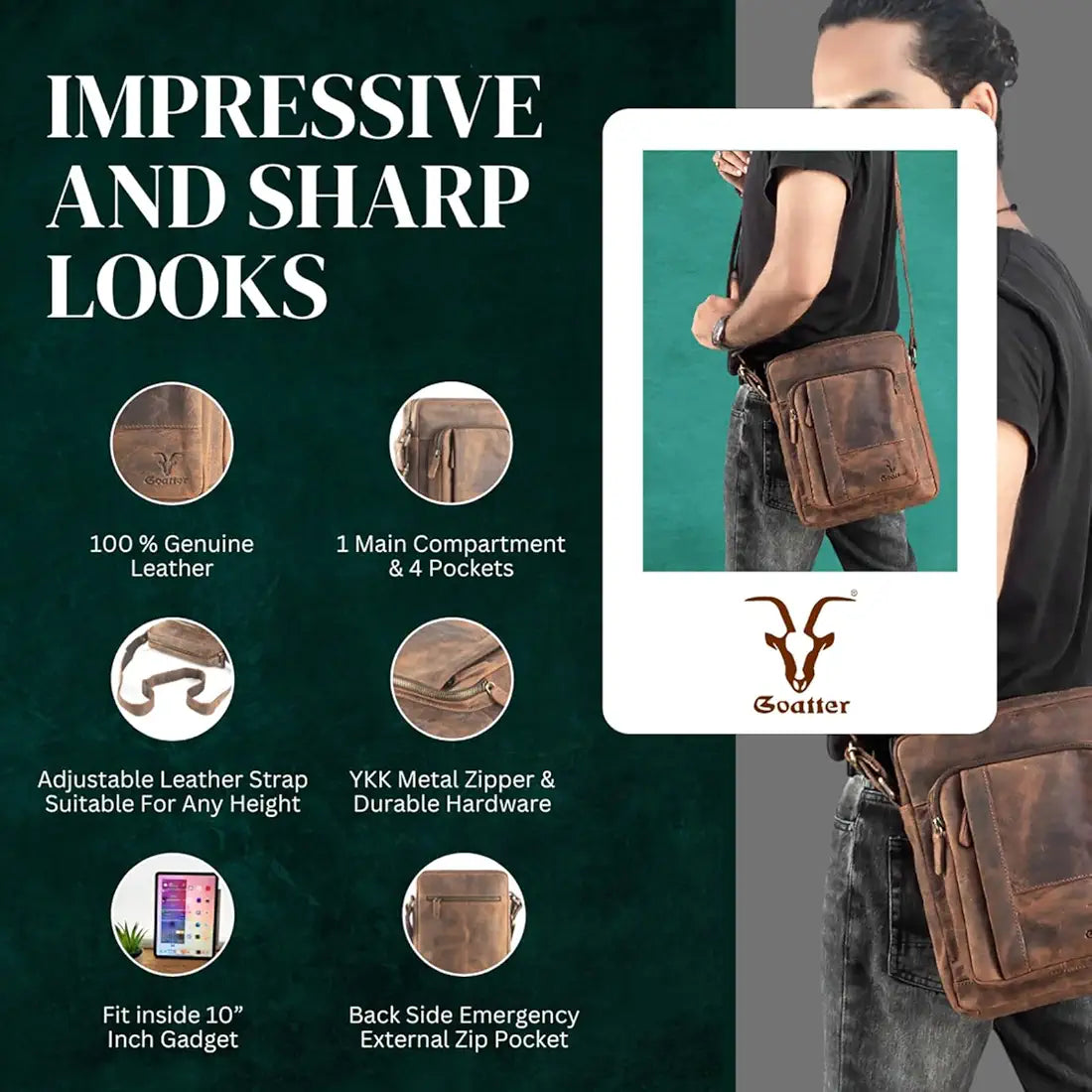 Goatter Unisex Hunter Leather Multi Pockets 11