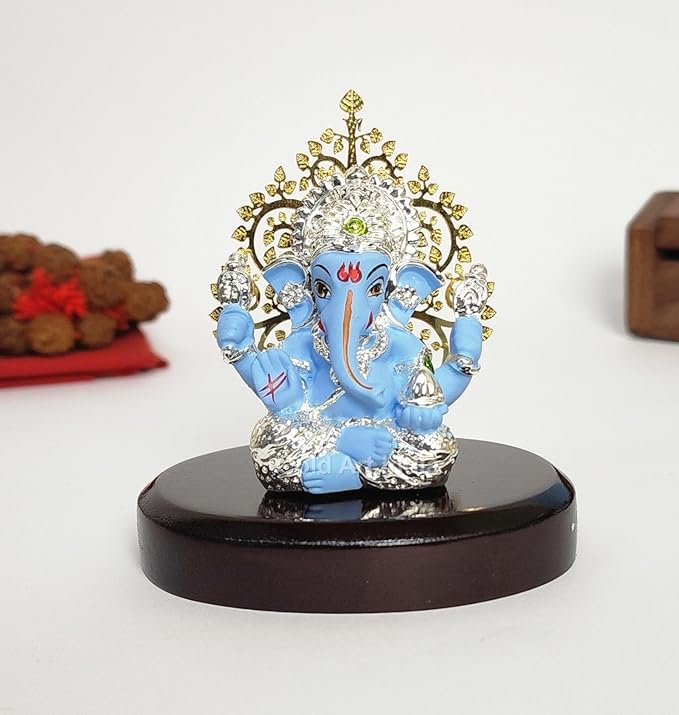 Gold Art India Lord Ganesha Idol Kalpavruksh Tree for Home Entrance Ganesh Ji Colour Blue