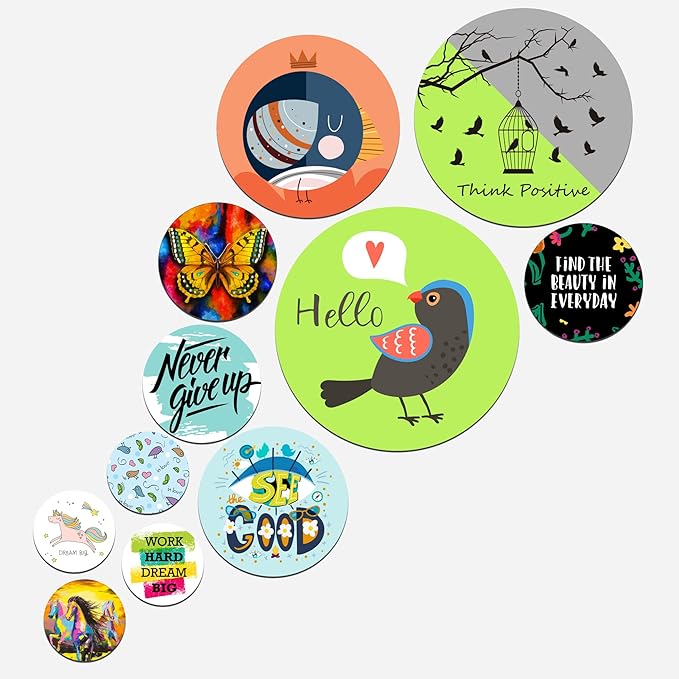 Artvibes Designer Mdf Wooden Wall Hangers for Home Decoration | Pack of 11 Pieces