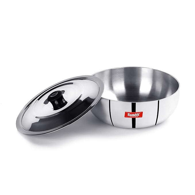 Sumeet 3mm Induction Bottom Aluminium Tasra with Stainless Steel Lid  (1.8Ltr 20cm)