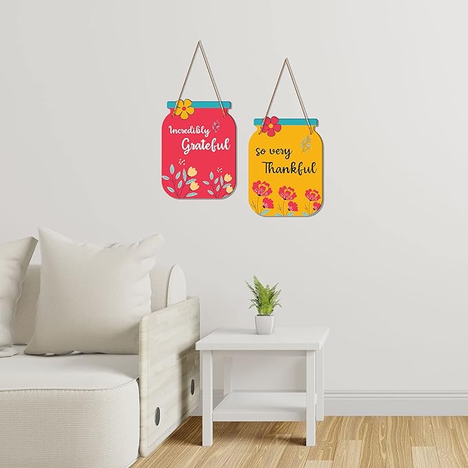 Artvibes Motivational Quotes Decorative Wall Art Wooden Hanger Ornaments for Livingroom | Set of 2