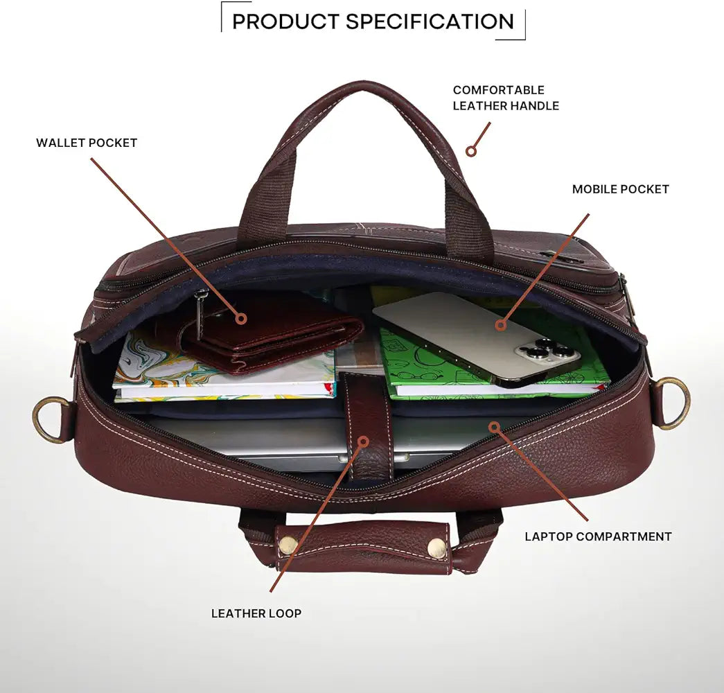 WildHorn Leather Laptop Messenger Bag for Mens