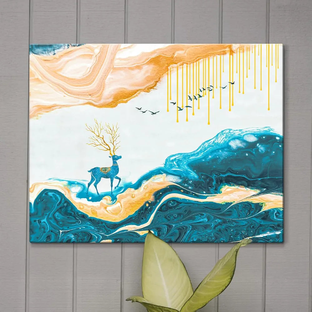 ArtX Canvas Deer Painting Big Size Scenery Abstract Painting