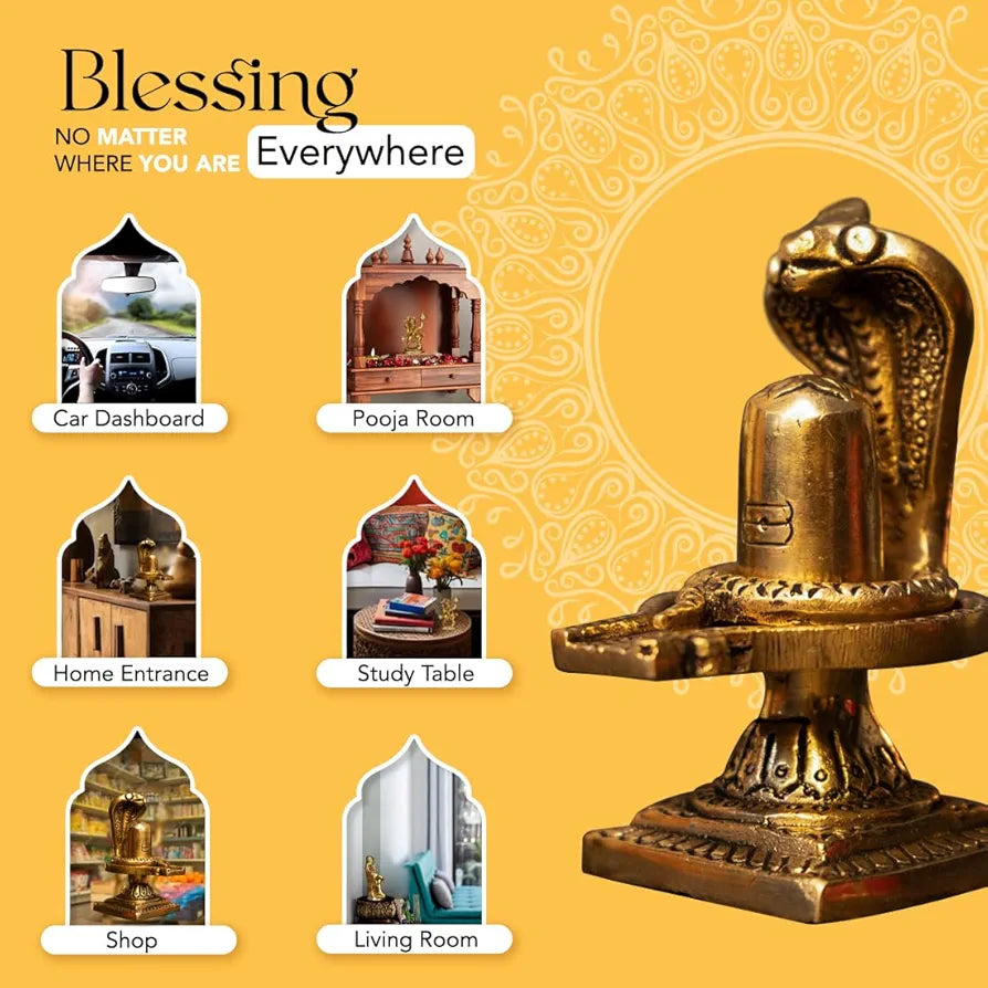 Ekhasa Pure Brass Shivling for Home Puja Siva Linga for Pooja Golden Shivling