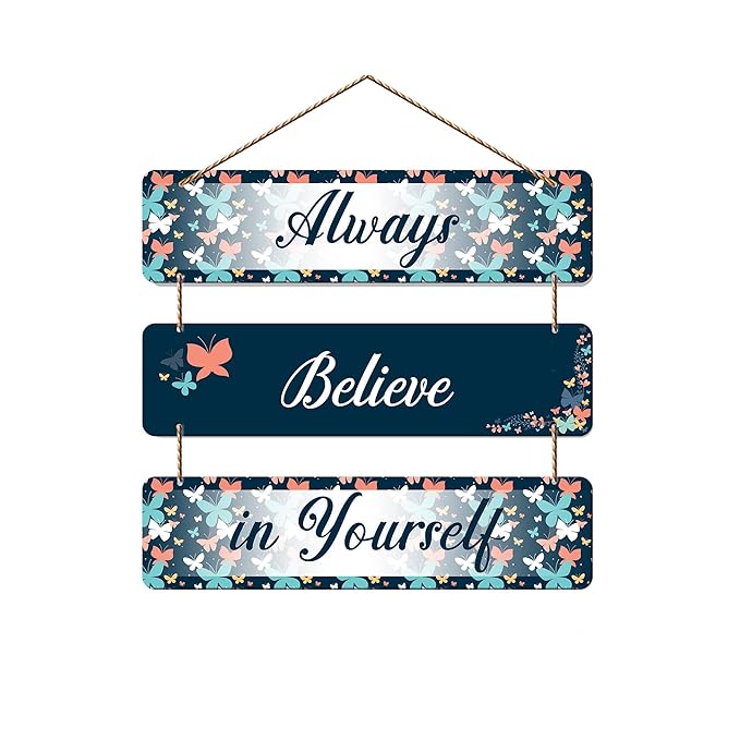 Artvibes Always Believe in Yourself Quote Wooden Wall Hanger for Home Decor | Artwork Ornaments Hanging