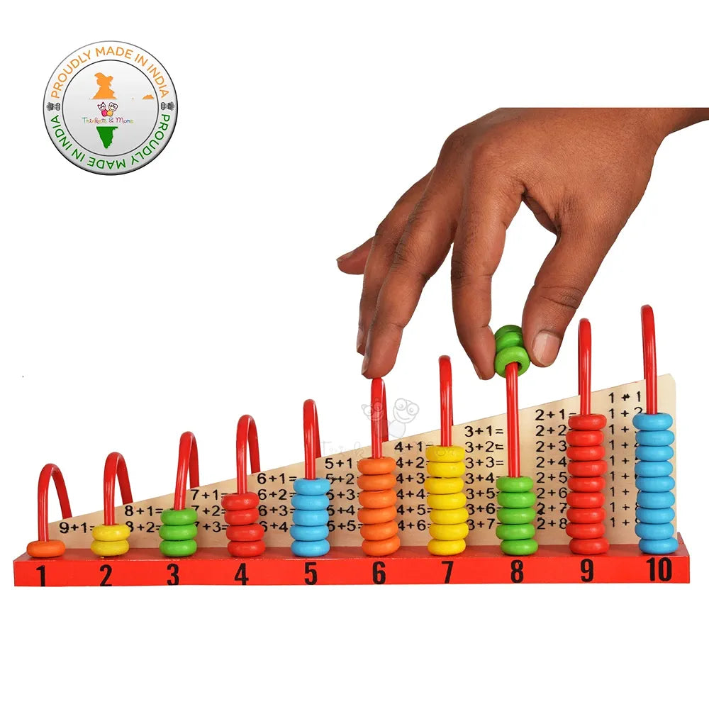 Trinkets & More® - Wooden Calculation Shelf | Abacus Counting Addition Subtraction | Maths Learning Early Educational Kit Toy for Kids 3+ Years 