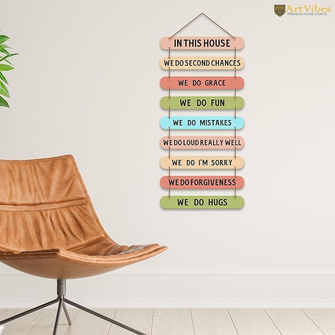 Artvibes House Quotes Printed Mdf Wooden Wall Hanging | Home Decor Items | Wall Artwork for Hall