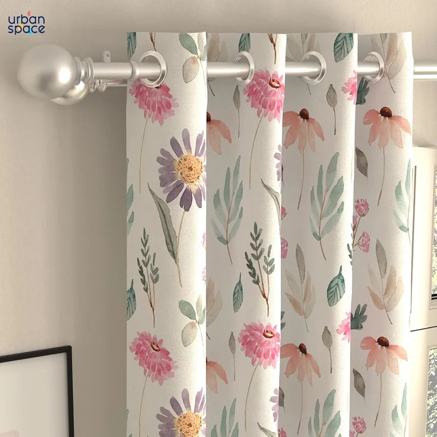 Urban Space Digital Printed Blackout Curtains for Door Bedroom Room Darkening Blackout Kids Decorative Curtains Frost Flora Pink