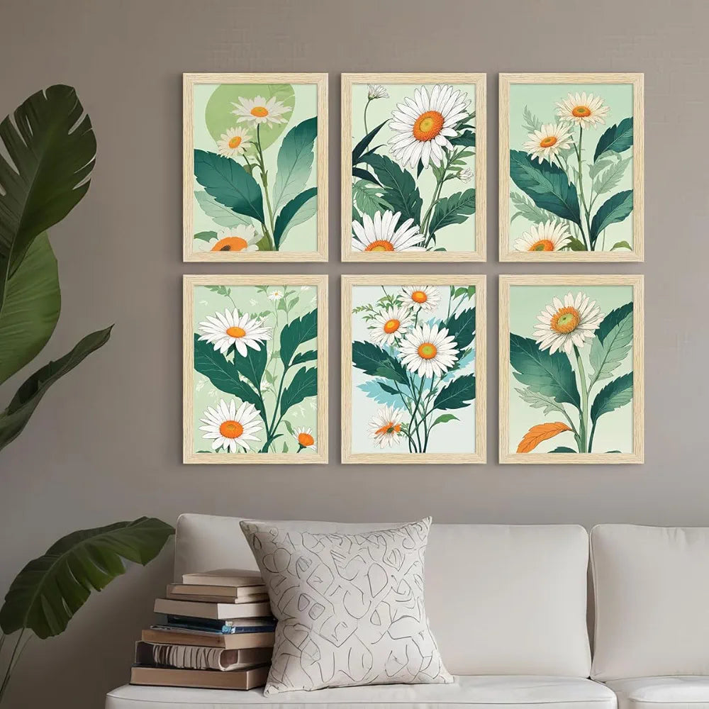 ArtX Paper Floral Art Paintings SunFlowers-SO6-01 With Frame Multicolor Set of 6