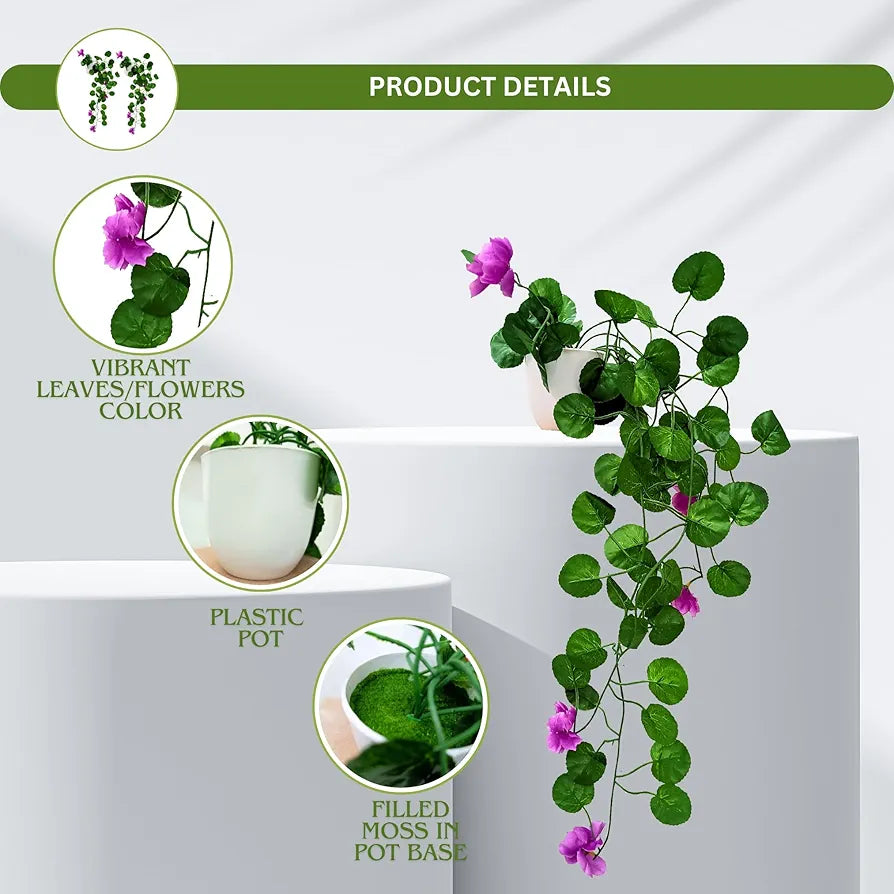 Artificial Flower Vine Plants Falling With Small Size Pot-Natural Touch & Feel Pack Of 2 DESIGN-05
