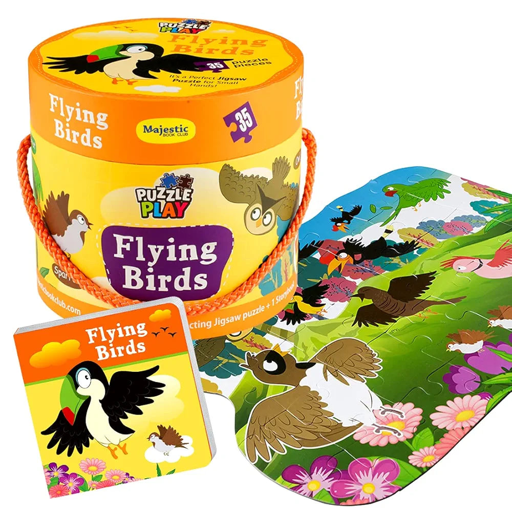The Book Tree Flying Birds Puzzle Box for Kids I 35 Jigsaw Puzzle Pieces & 1 Storybook I Fun & Education Toy for Children Age 3+ I for Children by Majestic Book Club
