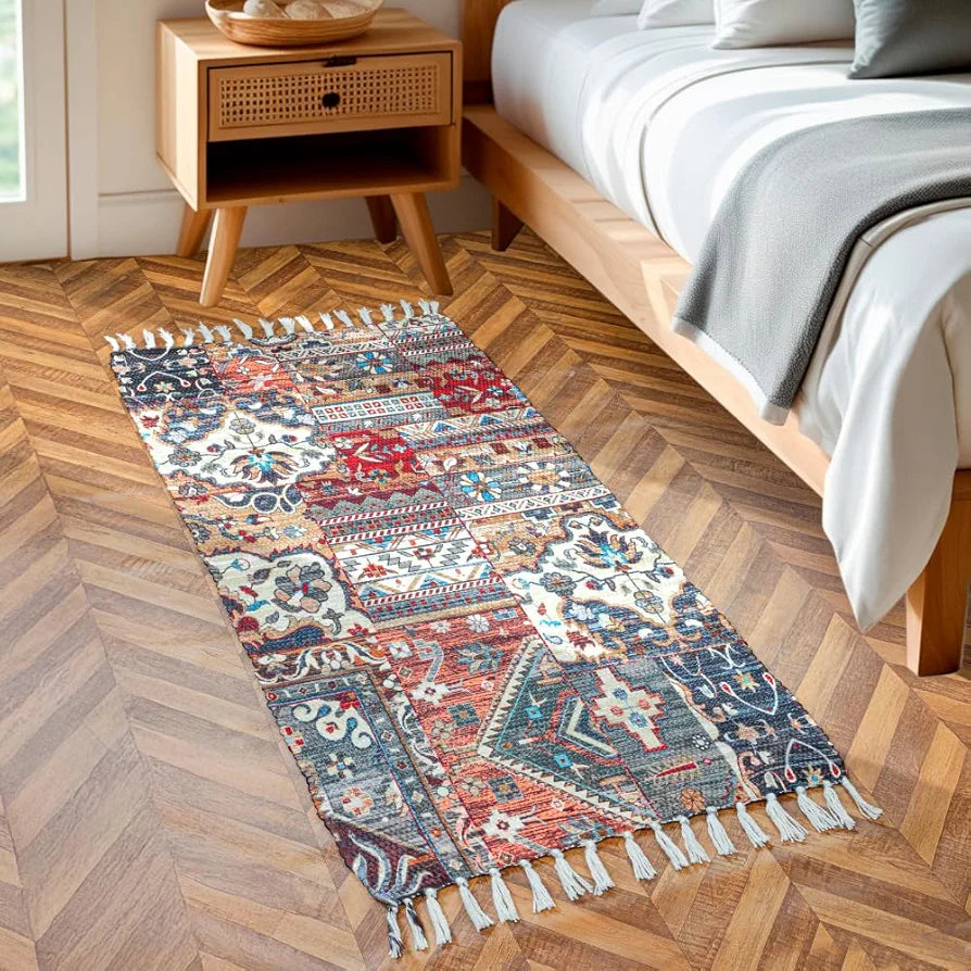 Homadorn Handmade Printed Modern Dhurrie/Rugs/Carpet Colour Multicolor