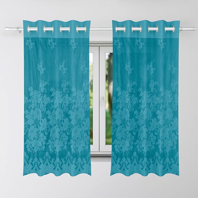 Kuber Industries Darkening Window Curtains Sheer Curtain with 8 Rings SY27 Green